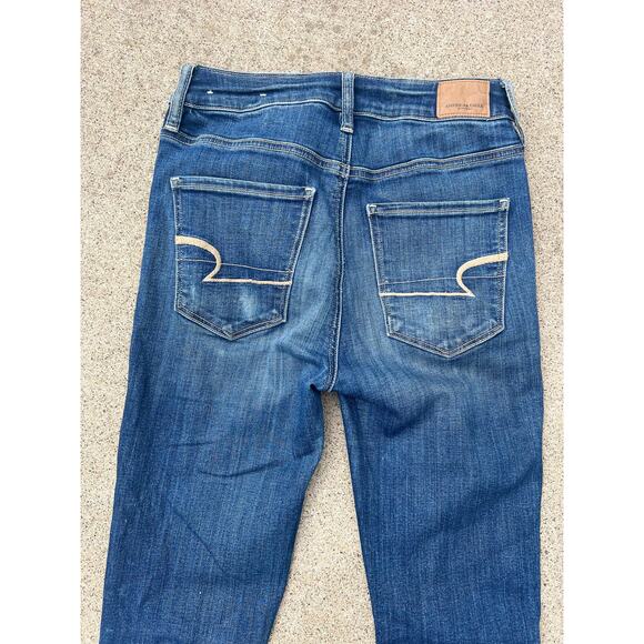 American Eagle Pants Women Sz 2 Regular Super Hi-Rise Medium Wash Jegging Jeans - Picture 8 of 9